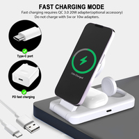 Support de charge magnétique pliable pour bureau compatible avec iPhone/iWatch/AirPods, support de charge rapide 3-en-1