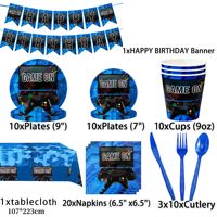 Nicro Original Design Maßgeschneiderte Videospiel-Themen Partyzubehör Einweg-Pappteller Becher Sets Geburtstags-Tischdekoration