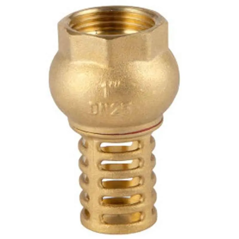 1 Inch Dn25 Internal Thread Brass Water Foot Valve Foot Pump Brass Internal Thread Filter Bottom Valve Shaft