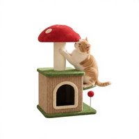 Arbre à chat champignon d'intérieur en sisal et peluche, moderne, luxueux et mignon, avec griffoir et maisonnette pour chat avec jouet