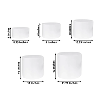 Ensemble de 5 supports à gâteaux modernes en acrylique, 8,5 pouces, 9 pouces, 10 pouces, 11 pouces, 12 pouces, cylindre rond blanc, pré-assemblé