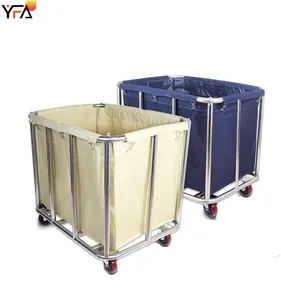 Factory Stainless Steel Multifunction Linen Cart,Hotel Cleaning Laundry Cart wheels housekeeping cart large capacity trolley