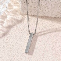 Collier pendentif rectangulaire en acier inoxydable plaqué or 18 carats avec nom d'Allah en 3D, vente en gros