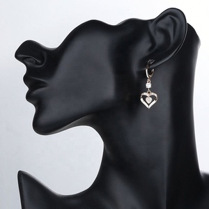 <b>Women</b> Gold‑Tone Double Heart Jewelry <b>Set</b> Crystal Pendant Necklace Dangle Drop Earrings for Wedding Anniversary <b>Gift</b> - Product Image 4