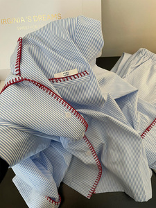 <span class=keywords><strong>Pigiama</strong></span> di Lusso Blu e <span class=keywords><strong>Bianco</strong></span> in <span class=keywords><strong>Raso</strong></span> Traspirante, Pigiami da Donna con Maniche Lunghe e Pantaloni Lunghi - Product Image 4