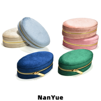 Nouvelle boîte à bijoux en velours de qualité supérieure, étui de rangement portable ovale avec fermeture éclair, mini boîte de rangement pour bijoux de voyage, logo personnalisé, vente en gros