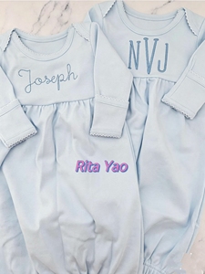 Camicia da Notte Personalizzata per Neonata con Cappellino Bianco con Bordo Picot <span class=keywords><strong>Rosa</strong></span>, <span class=keywords><strong>Pigiama</strong></span> per Neonato/a, Completo per il Ritorno a Casa 2026 - Product Image 1