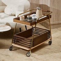 Chariot de rangement en noyer fait main Art déco moderne Décoration d'intérieur pour salon