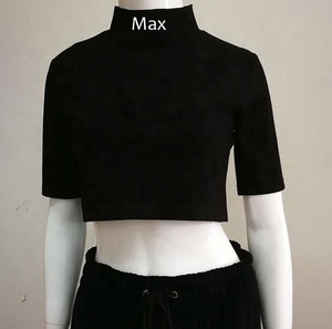 Wholesale Custom Logo Women Fashion Streetwear Sexy <strong>Mock</strong> <strong>Neck</strong> Printing Graphic Ladies Crop <strong>Top</strong> T Shirts - Product Image 6