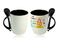 Tasses en céramique vierges de 12 oz pour sublimation couleur avec motifs imprimables – Vente en gros – Taza con Cuchara de 12 oz avec sublimation