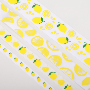 Single Face 100% Polyester Satin <strong>Fabric</strong> 20mm Lemon Printed <strong>Ribbon</strong> for <strong>Favor</strong> Packaging - Product Image 3
