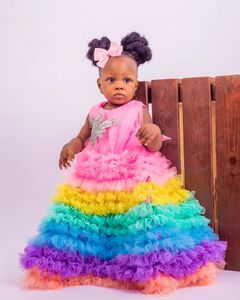 Colorido princesa bebé niñas vestidos de fiesta de cumpleaños con cuentas flor niña niños vestido de fiesta para sesión de fotos - Product Image 3