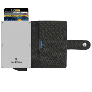 Black PU <b>Card</b> <b>Holder</b> <b>Wallet</b> with Geometric Pattern Snap Closure Multi-<b>Card</b> Position Unisex Short Design - Product Image 1