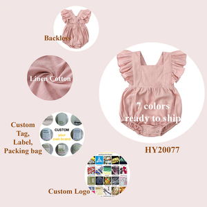 Roupas de Bebê Fofas para Meninas, Macacão de Linho e Algodão com Mangas em Camadas, Novo para o Verão de <span class=keywords><strong>2026</strong></span> - Product Image 5