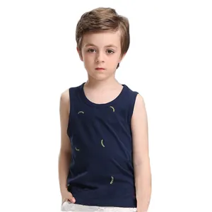 Organic 100% Cotton Kids T-Shirt Casual Style Knitted Tank Top for Children with O-Neck Collar