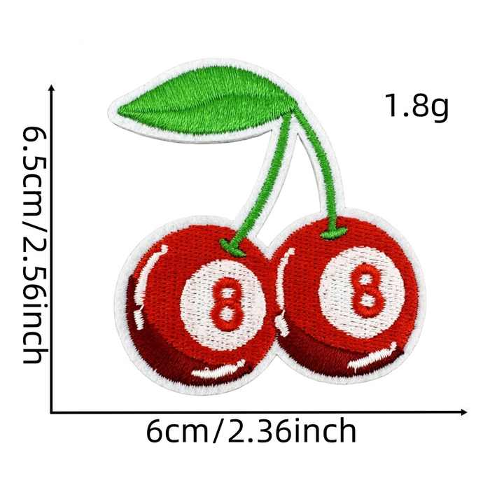 Trendy Embroidery Iron on Patches Cherry Red Fruit Small Embroidered