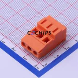 DB128H-5.08-3P-OG-S Screw Terminal Block Through hole Component (THT),P=5.08mm Connector 1x3P 5.08mm Orange Through Hole - Product Image 1