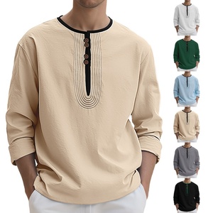 Men's Relaxed-Fit Linen Shirt | Vintage Embroidery Detail for Effortless Casual Style - Product Image 1