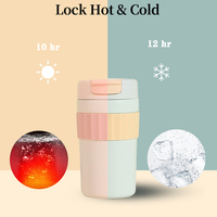 Mug Kopi Perjalanan Terisolasi Vakum Stainless Steel Dinding Ganda Bebas BPA Mewah Kustom, Botol Air Anti Bocor dengan Selubung Silikon
