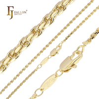 Catena a corda piatta martellata da 2 mm FJ Fallon Fashion Jewelry placcata in ottone con base in oro 14 carati