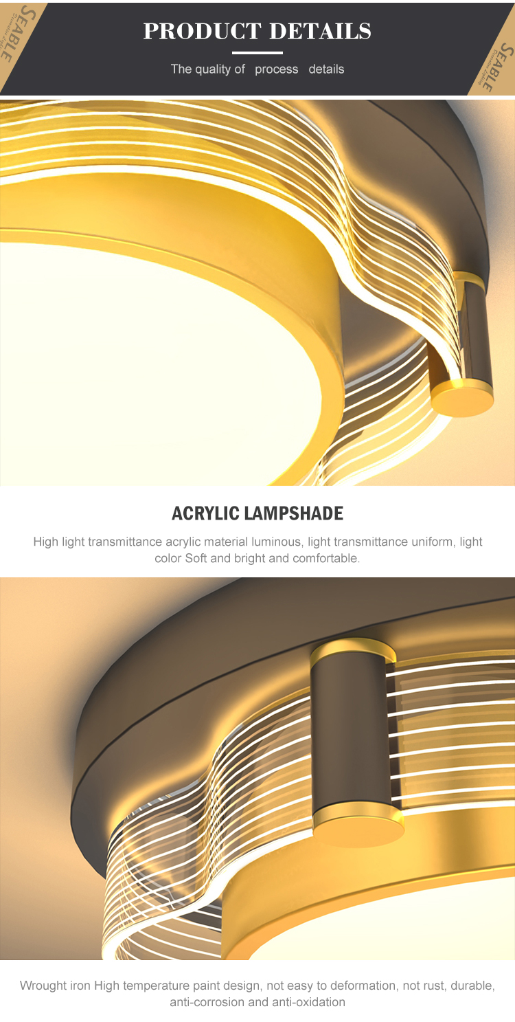 New Product Indoor Decoration Iron Acrylic Bedroom Living Room Contemporary LED Ceiling Light