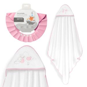 Telo da bagno 1x1 MT. Mod Cigüeña Oso + cappello rosa ricamato motivo quadrato asciugamano con cappuccio per la cura del bambino uso esterno compresso - Product Image 1
