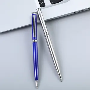 New Hot Sale Luxury Business Black Metal Pens Hotel Wedding Gift Pen Custom Logo Accepted Slim Twist Ballpoint Pen
