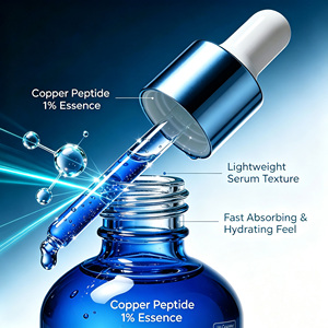 Suero Facial con 1% de Péptidos de Cobre <span class=keywords><strong>Azul</strong></span> GHK-Cu, Antienvejecimiento, Antiarrugas, Reparador, Reafirmante, Estiramiento, Potenciador de Colágeno, 30ml 50ml OEM - Product Image 2