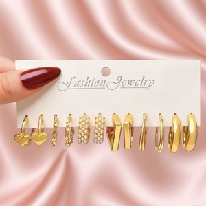 Modernos Pendientes de Acero Inoxidable Hipoalergénicos con Baño de Oro de 18K, Resistentes al Deslustre y al Agua, con Piedras Grandes para Mujer - Product Image 2