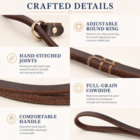 Laisse pour chien en cuir véritable tressé, cuir de vachette, 6 mm d'épaisseur, anti-éclatement, modèle 214, laisse d'entraînement pour chien