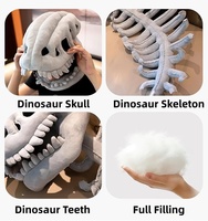 Mainan Mewah Kerangka Dinosaurus Lucu untuk Keluarga, 2 Ukuran, Dapat Dipakai Anak-anak dan Dewasa, Hiasan Kepala Fosil, Boneka Lembut, Hadiah Pesta Halloween