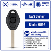 Clé transpondeur de voiture pour BMW 315MHz 433MHz ASK PCF7935 44CHIP Système EWS Lame de clé HU58 HU92 Séries 3 5 7 X3 X5 Z3 Z4 325 325i