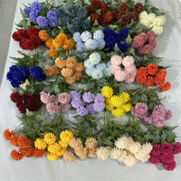 Ramos de flores de pompón artificiales de 6 cabezas, bola pequeña de seda, flor de hortensia para Arreglo Floral Interior del hogar
