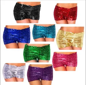 BestDance Women Sequin Shiny High Waist Panties Hot Pants Mini Shorts Dance Bottoms