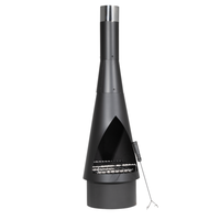 Cheminée autoportante conique noire mate avec cheminée conique pour salon intérieur, foyer en métal durable