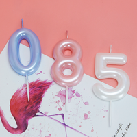 Bougies d'anniversaire numérotées métallisées effet perle en forme de ballon, décorations de gâteau numériques pour fêtes pastel et événements majeurs, et vente en gros