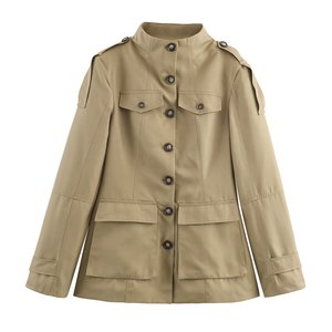 <span class=keywords><strong>Femme</strong></span> 2025 nouvelle mode casual joker tempérament stand-up <span class=keywords><strong>court</strong></span> <span class=keywords><strong>trench</strong></span> manteau rétro <span class=keywords><strong>femme</strong></span> chic à manches longues. - Product Image 1