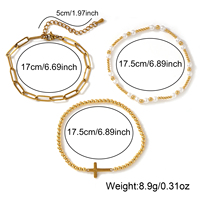 Bracelet à breloques en forme de croix de Jésus chrétienne Go2boho pour femmes, plaqué or 18 carats, perles de perles, chaîne à maillons, bracelets, cadeaux religieux