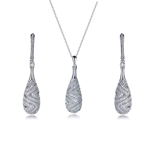 HipHop bridal wedding Jewelry Sets Necklace and Earring Sets 925 Sterling Silver Jewellery Sets