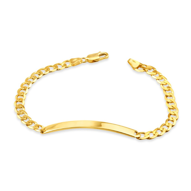 Wholesale Solid 14K 18K Gold Bar Bracelet Women Men Bracelet Jewelry