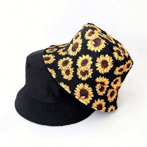 Chapeau Bob Réversible Personnalisé Imprimé Tournesol 5 Panneaux Respirant Anti-UV 100% Coton – Vente en Gros - Product Image 1