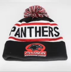 Gorro de Invierno con Borlas y Logotipo de Equipo Doble en Jacquard, con Rayas y Puño, para Artículos Deportivos y Uso en Días de Partido - Product Image 5