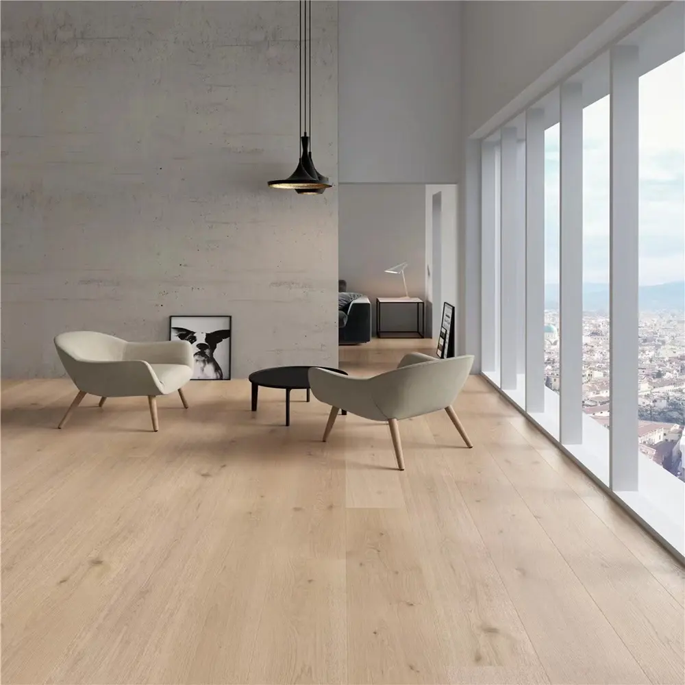 14mm Thickness Natural Oak Wood Flooring Brushed European White Oak Engineered Flooring China Manufacture