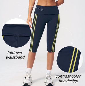 <span class=keywords><strong>Legging</strong></span> de sport pour femme, taille haute élastique, pliable, couleur contrastante, longueur mollet, pour la course et le fitness - Product Image 2