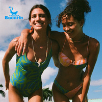 Unieke Badmode Leverancier Naadloze High-End Merk Bikini Oem Print Badmode Met Custom Metalen Accessoire