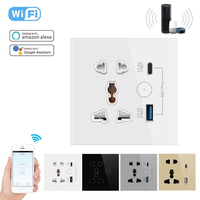 Prise intelligente WiFi UEMON pour maison connectée, prise universelle UK 13A A+C avec écran tactile et commande vocale, cadre en verre et plastique 2.5D