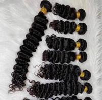 Nerissa 100g Lot de Cheveux Humains Vierges Brésiliens pour Femme, Extensions à Tisser, Double Trame Faite à la Machine, Noir Naturel Bouclé Profond
