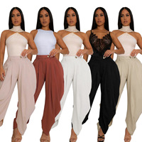 Pantalon Ballon Plissé Taille Haute Ample pour Femme, Style Urbain, Grande Taille, Multicolore, Couleur Unie, Décontracté, Design Unique, pour la Danse