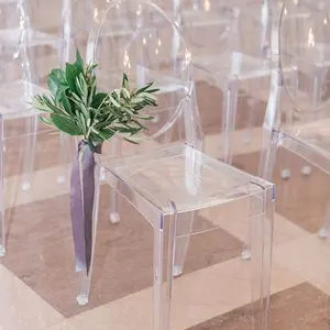 Monoblock kristal murah transparan bening akrilik perjamuan pernikahan Tiffany kursi Chiavari untuk acara