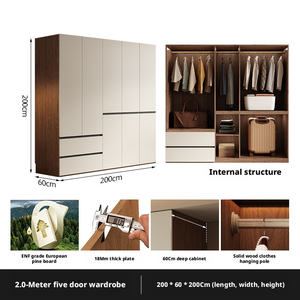 Armadio Combinato Moderno Semplice ed Economico per Camera da Letto e Appartamento con Vano Superiore per Stoccaggio - Product Image 5